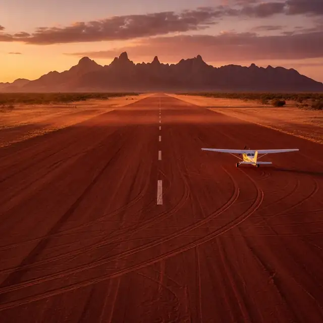 Outback airstrip at dawn in central Australia